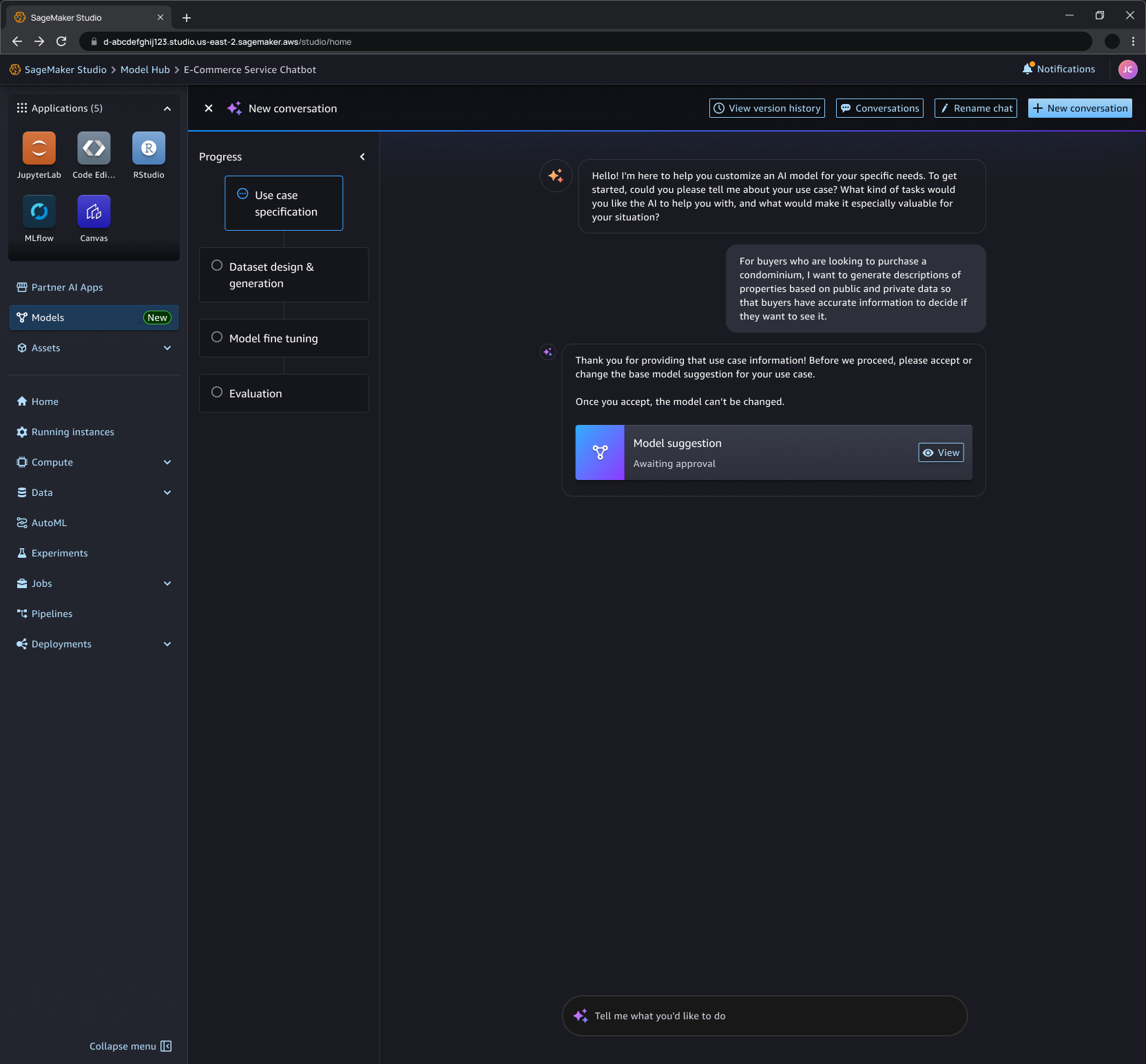 Agentic workflow - user entering use case in natural language